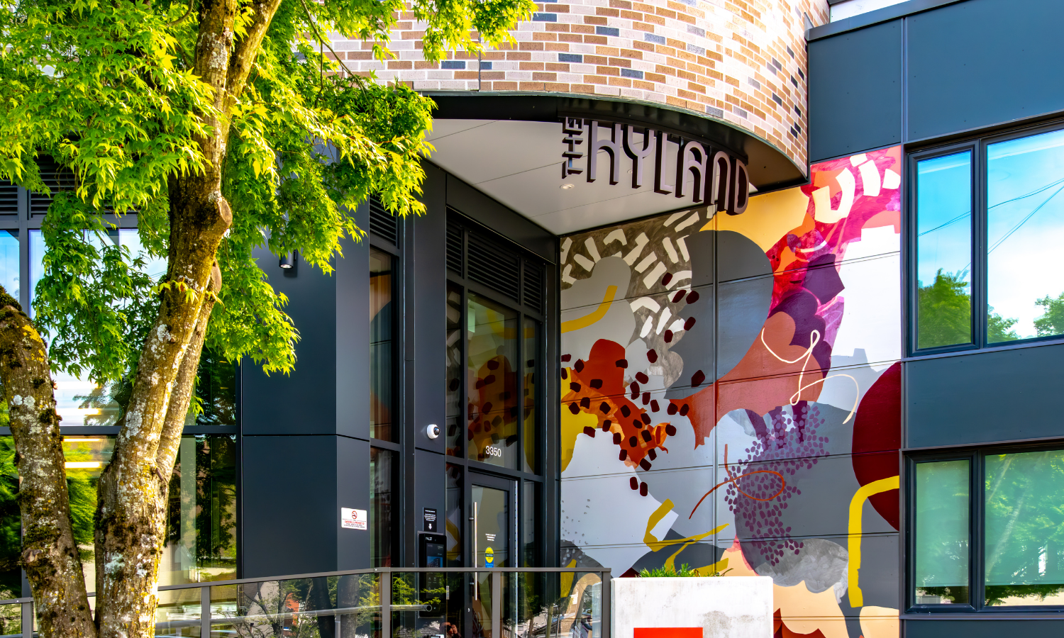 Entrance at The Hyland. Rent with Minto Apartments.